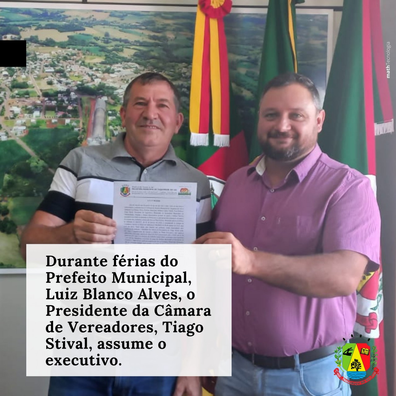Presidente do Legislativo, Tiago Stival, assume chefia do Poder Executivo durante período de férias do Prefeito Luiz Blanco Alves